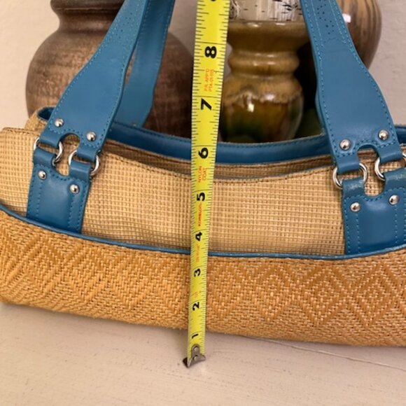 Cole Haan "Megan Straw" Shoulder/Satchel Bag with Leather Trim-VGUC - Picture 12 of 15